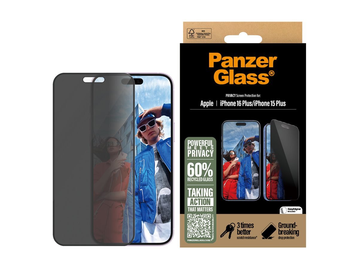 PanzerGlass PanzerGlass Screen protector | Apple | iPhone 16 Plus/iPhone 15 Plus | Tempered glass | Black | Ultra-Wide Fit P2863