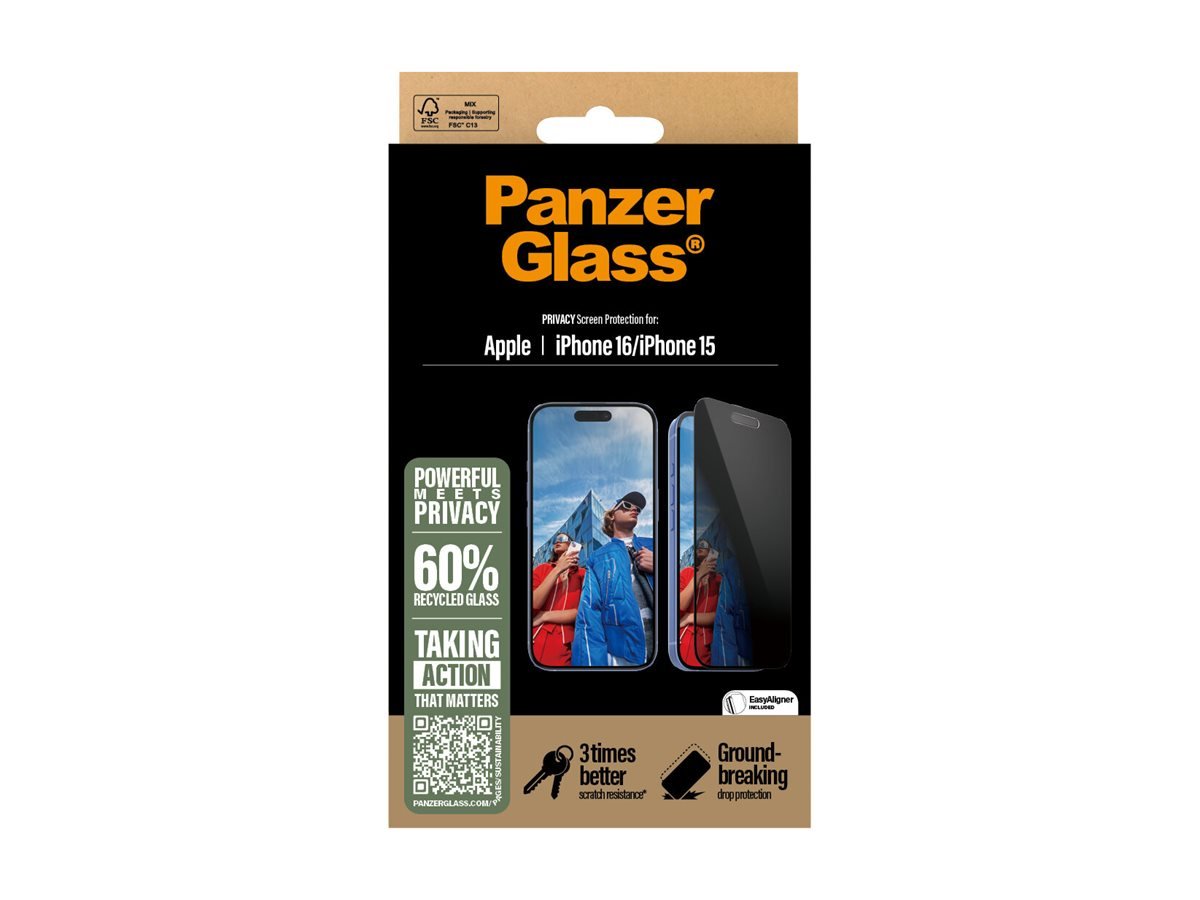 PanzerGlass PanzerGlass Screen protector | Apple | iPhone 16/iPhone 15 | Glass | Black | Ultra-Wide Fit P2861