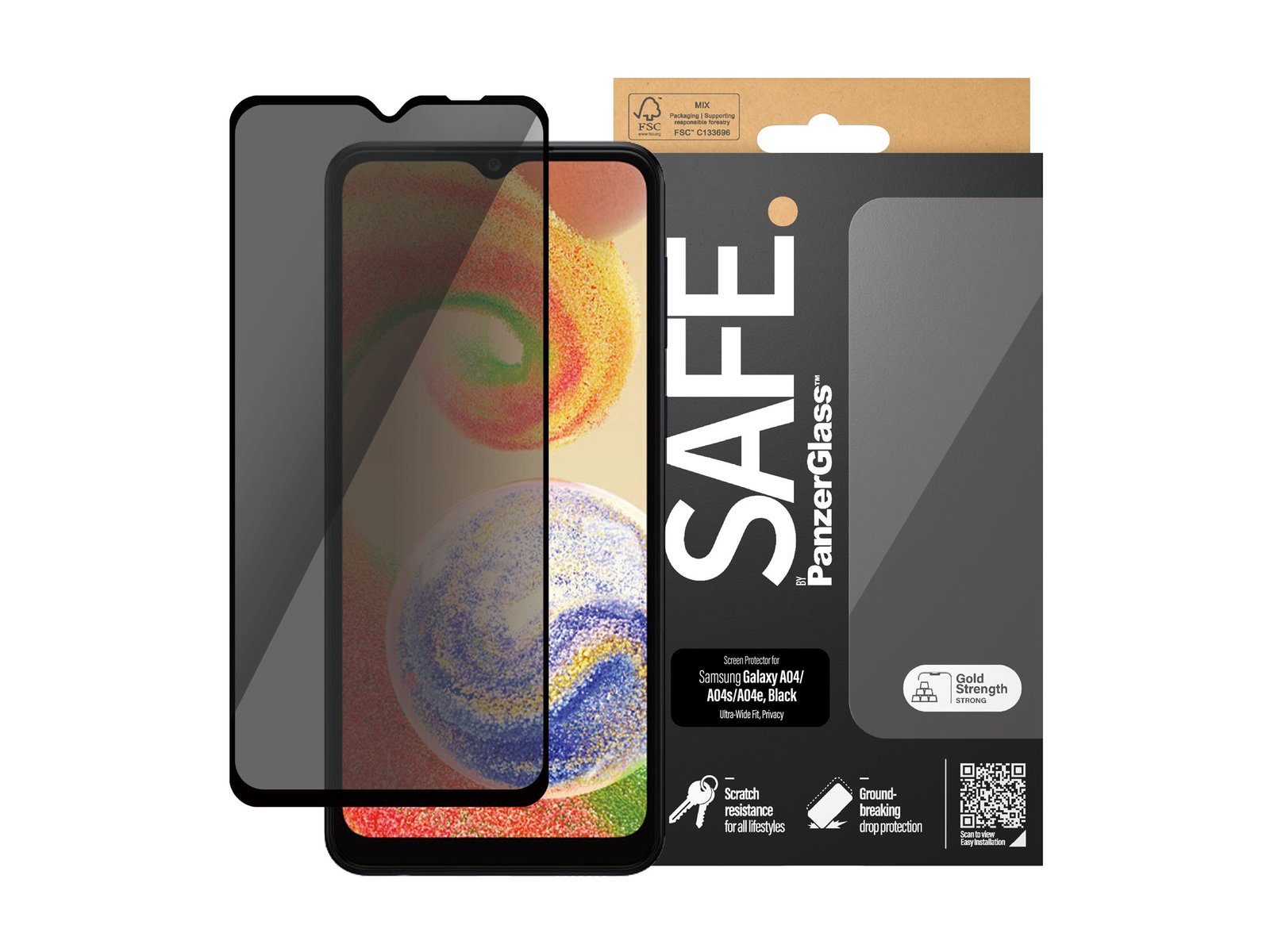 PanzerGlass SAFE by PanzerGlass Privacy Screen Protector Samsung Galaxy A04 | A04s | A04e | Ultra-Wide Fit | PanzerGlass SAFE95665
