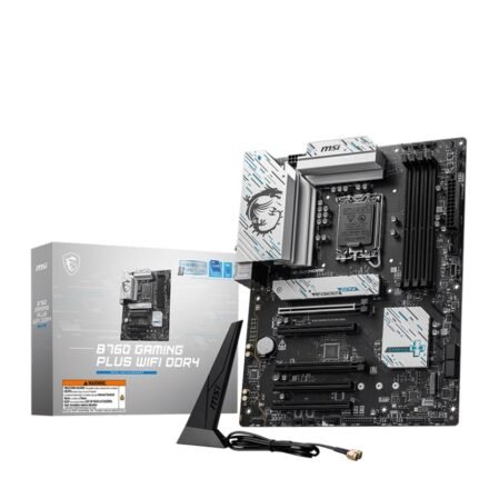 MSI MSI B760 GAMING PLUS WIFI DDR4 | Processor family Intel | Processor socket LGA1700 | DDR4 | Supported hard disk drive interfaces SATA, M.2 | Number of SATA connectors 4 B760 GAMING PLUS WIFI DDR4
