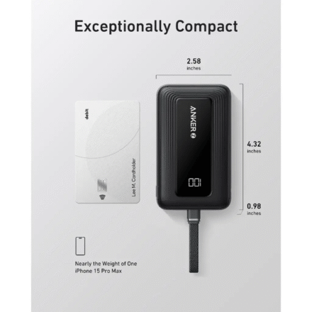 Anker Anker Power Bank with Built-In USB-C Cable | A1688H11 | 10000 mAh | Black A1688H11