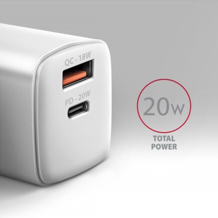 AXAGON AXAGON Wallcharger 2x port (USB-A + USB-C), 20W | ACU-PQ20W ACU-PQ20W