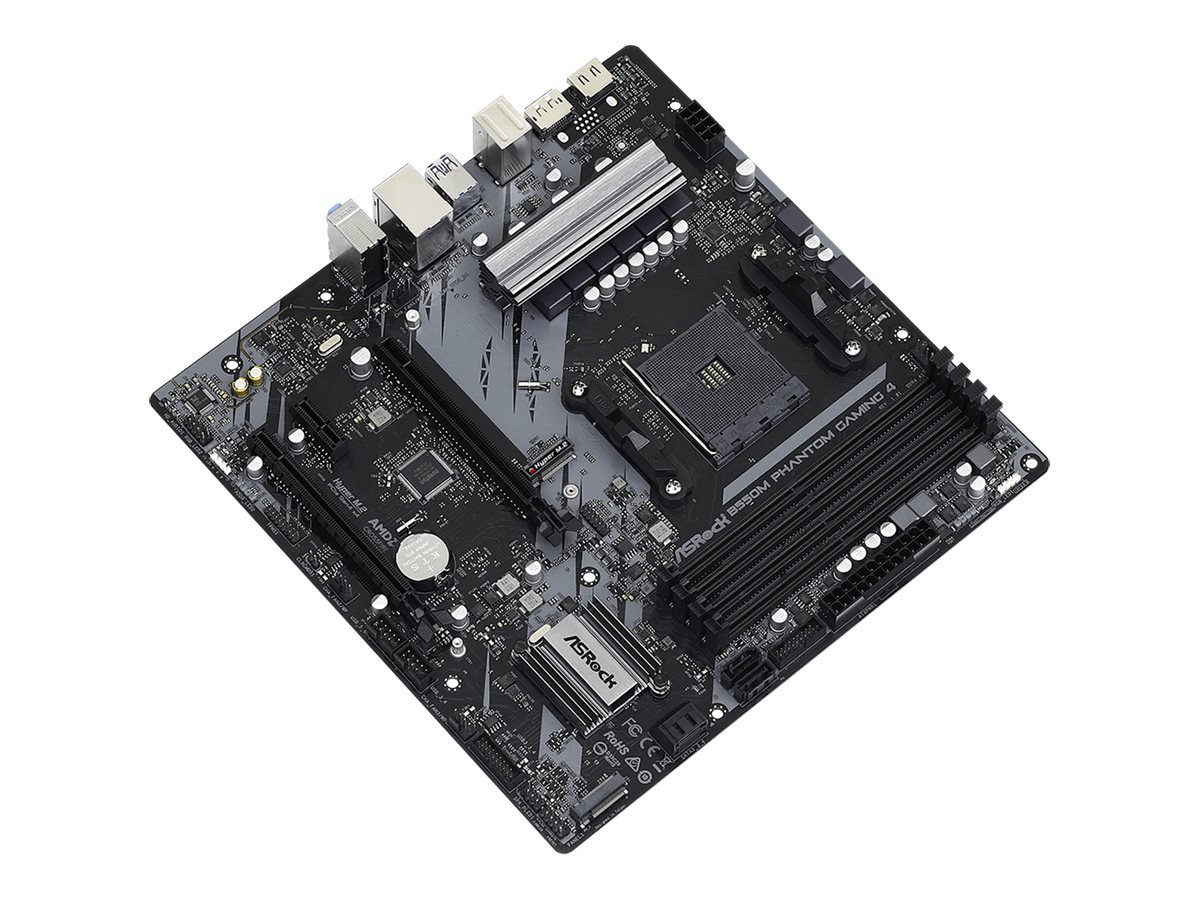 ASRock ASRock B550M Phantom Gaming 4 | Processor family AMD | Processor socket AM4 | DDR4 | Supported hard disk drive interfaces SATA, M.2 | Number of SATA connectors 4 B550M PHANTOM GAMING 4