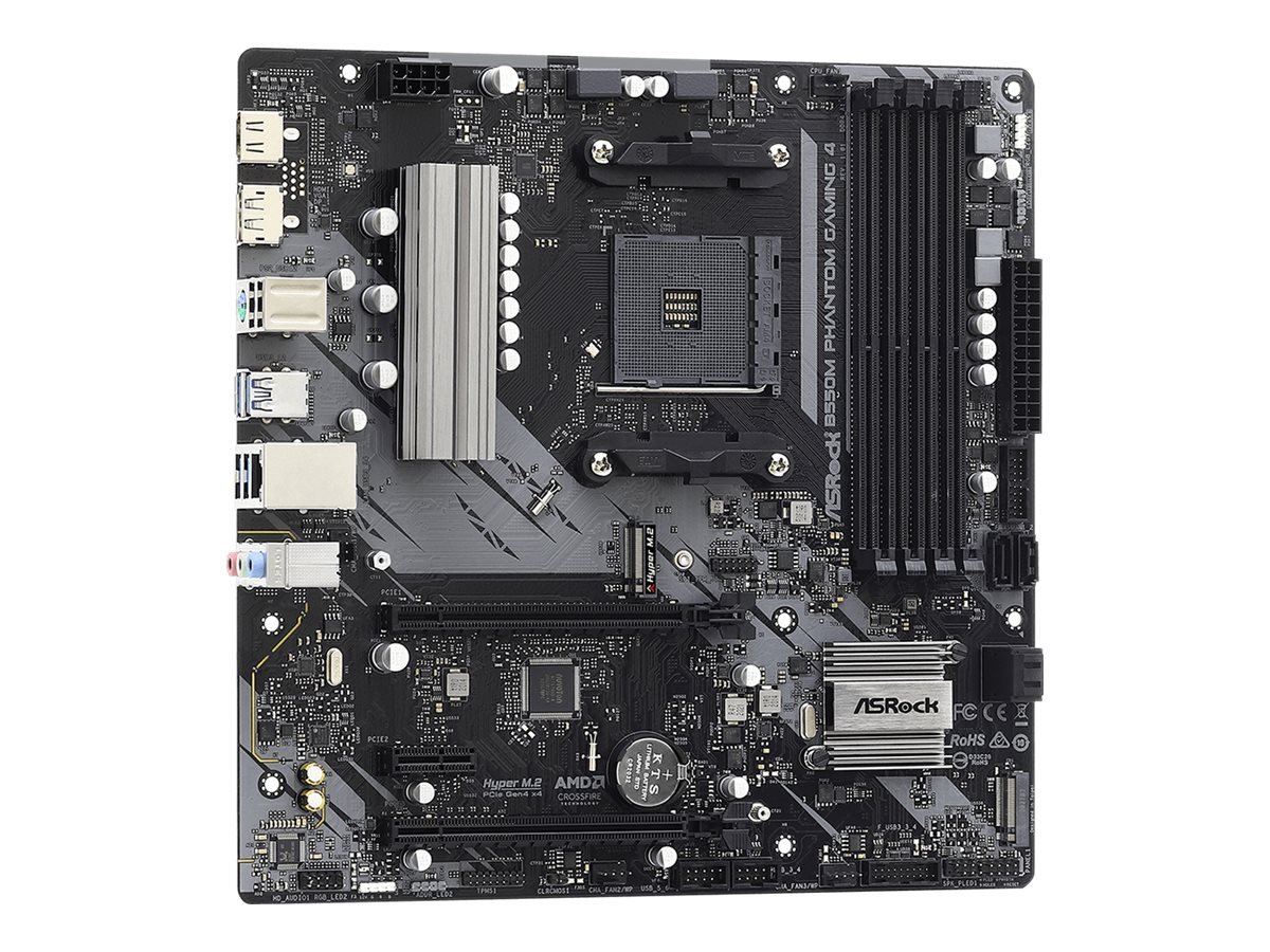 ASRock ASRock B550M Phantom Gaming 4 | Processor family AMD | Processor socket AM4 | DDR4 | Supported hard disk drive interfaces SATA, M.2 | Number of SATA connectors 4 B550M PHANTOM GAMING 4