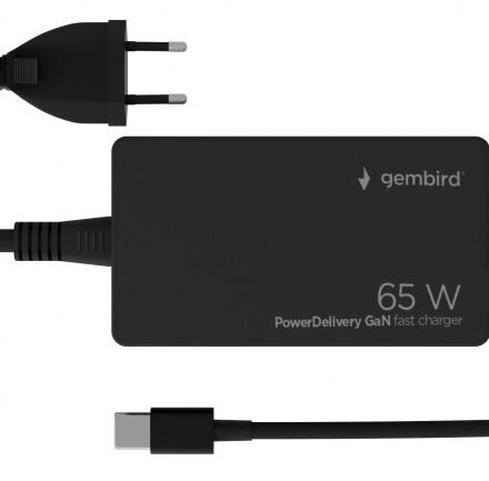 Cablexpert Cablexpert 65 W PowerDelivery GaN USB Type-C Fast Charger | NPA-AC-PDQC65-01 NPA-AC-PDQC65-01