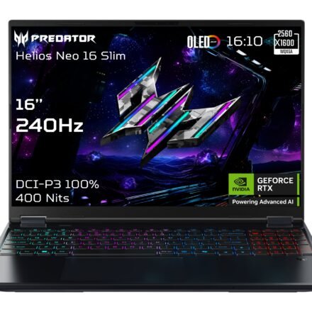 Acer Acer | Predator Helios Neo 16S AI PHN16S-71-95J5 | Black | 16 " | OLED | WQXGA | 240 Hz | Intel Core U9 | 275HX | 64 GB | DDR5 | Solid-state drive capacity 1000 GB | NVIDIA GeForce RTX 5070 Ti | Windows 11 Home | Keyboard language English | Keyboard backlit | Warranty 24 month(s) NH.QX7EL.003