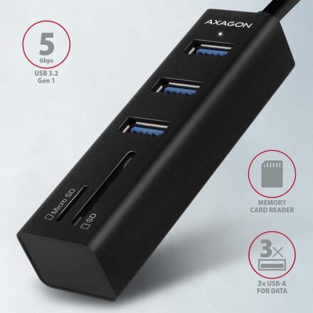 AXAGON AXAGON SuperSpeed USB-A Hub and Card Reader | HMA-CR3A HMA-CR3A