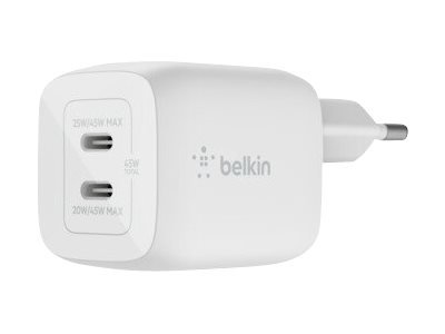 Belkin Belkin Dual USB-C GaN Wall Charger with PPS 45W | WCH011vfWH WCH011vfWH