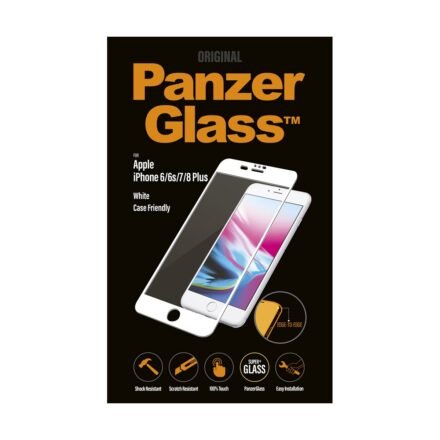 PanzerGlass PanzerGlass | 2621 Casefriendly | Screen protector | Apple | iPhone 6/6s/7/8 Plus | Tempered glass | Transparent/White | Original PanzerGlass™ tempered glass screen protector/Crystal Clear/Full frame coverage/Oleophobic layer (antibacterial + anti-fingerprint)/100% touch preservation 2621