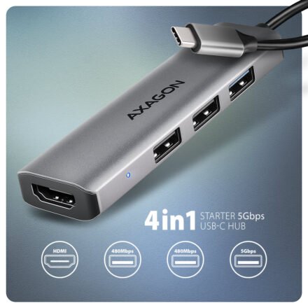 AXAGON AXAGON USB-C 5Gbps STARTER 4in1 Hub | HMC-H3A HMC-H3A