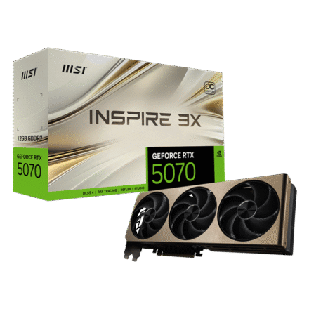 MSI MSI GeForce RTX 5070 12G INSPIRE 3X OC | NVIDIA | 12 GB | GeForce RTX 5070 | GDDR7 | HDMI ports quantity 1 | PCI Express Gen 5 GeForce RTX 5070 12G INSPIRE 3X OC