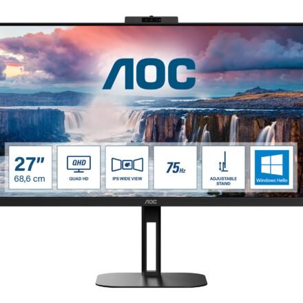 AOC AOC | Q27V5CW/BK | 27 " | IPS | QHD | 16:9 | 75 Hz | 4 ms | 2560 x 1440 pixels | 300 cd/m² | HDMI ports quantity 1 | Black Q27V5CW/BK