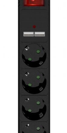 EnerGenie EnerGenie Extension Cord with USB Charger, 5 outlets, 1.5 m, Black | SPG5-U2-5-02 SPG5-U2-5-02