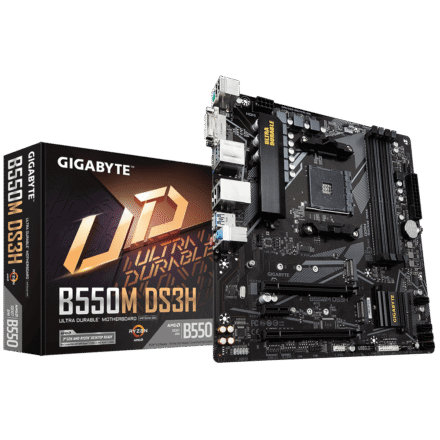 Gigabyte Gigabyte | B550M DS3H 1.0 | Processor family AMD | Processor socket AM4 | DDR4 DIMM | Memory slots 4 | Number of SATA connectors 4 x SATA 6Gb/s connectors | Chipset AMD B | Micro ATX B550M DS3H