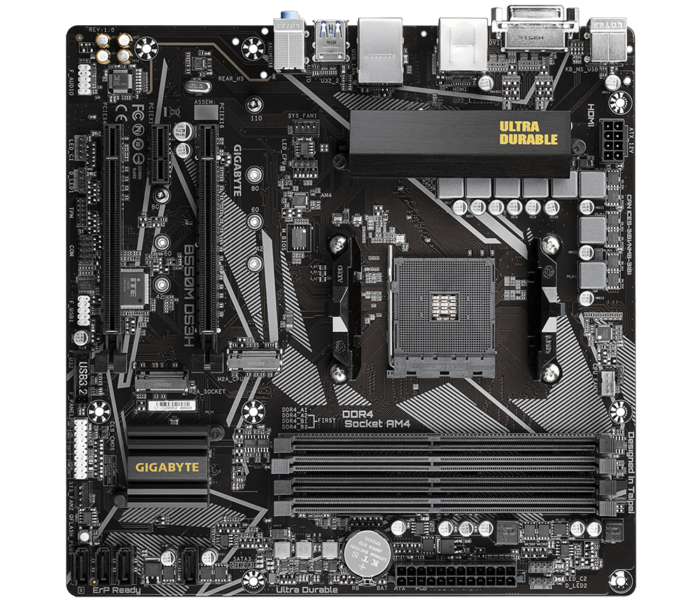 Gigabyte Gigabyte | B550M DS3H 1.0 | Processor family AMD | Processor socket AM4 | DDR4 DIMM | Memory slots 4 | Number of SATA connectors 4 x SATA 6Gb/s connectors | Chipset AMD B | Micro ATX B550M DS3H