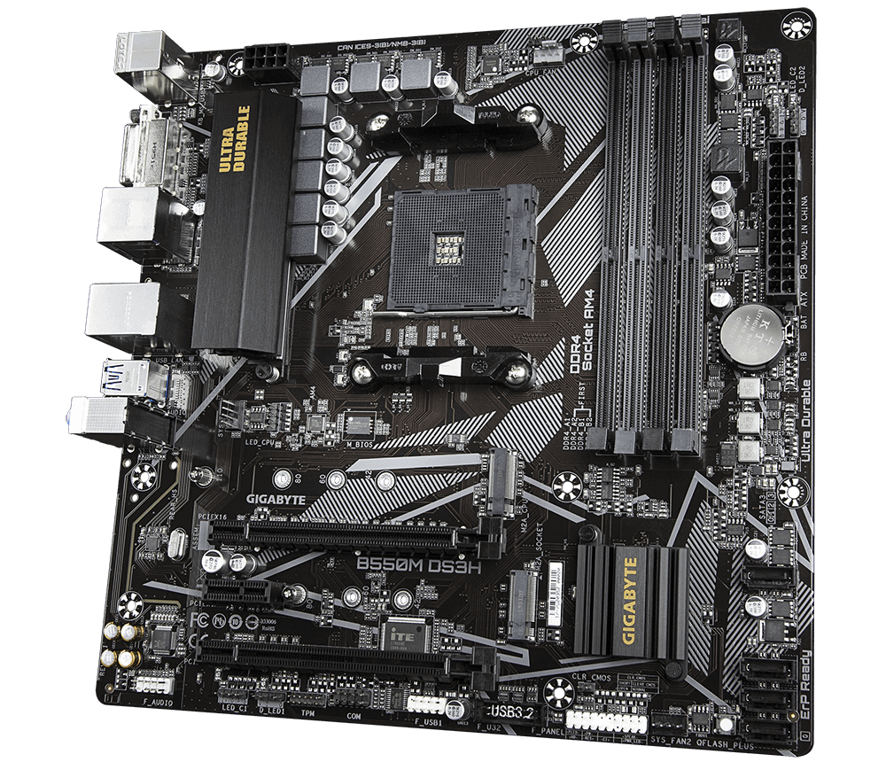 Gigabyte Gigabyte | B550M DS3H 1.0 | Processor family AMD | Processor socket AM4 | DDR4 DIMM | Memory slots 4 | Number of SATA connectors 4 x SATA 6Gb/s connectors | Chipset AMD B | Micro ATX B550M DS3H