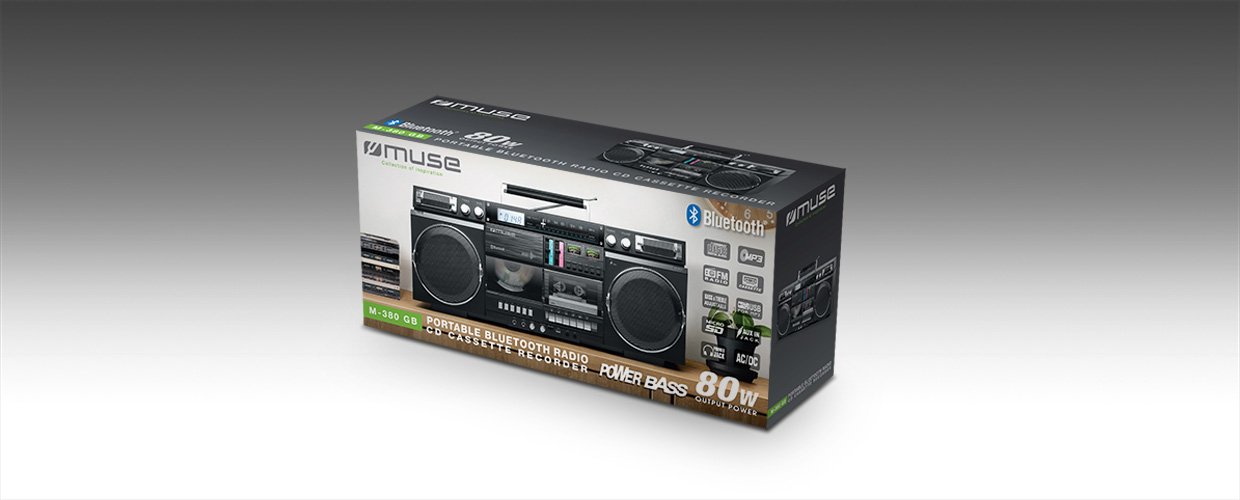 Muse Muse | Ghetto Blasters | M-380 GB | AUX in | Bluetooth | Cassette deck | CD player | Black M-380 GB