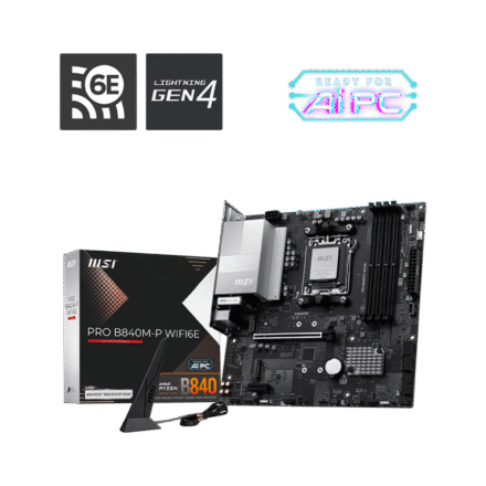 MSI MSI PRO B840M-P WIFI6E | Processor family AMD | Processor socket AM5 | DDR5 | Supported hard disk drive interfaces SATA, M.2 | Number of SATA connectors 4 PRO B840M-P WIFI6E