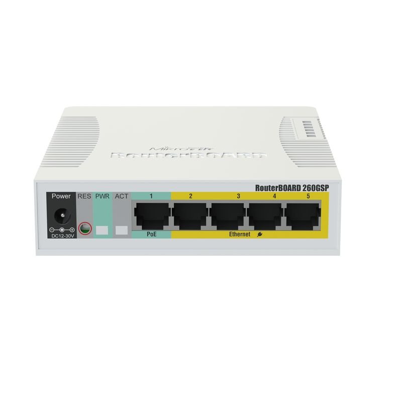 MikroTik Cloud Router Switch | RB260GSP | 1000 Mbit/s | Ethernet LAN (RJ-45) ports 5 | 12 month(s) CSS106-1G-4P-1S