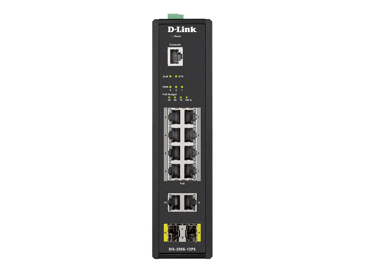 D-Link D-LINK DIS-200G-12PS L2 Managed Industrial Switch with 10 10/100/1000Base-T and 2 1000Base-X SFP ports | D-Link | Switch | DIS-200G-12PS | Managed L2 | Wall mountable | 60 month(s) DIS-200G-12PS