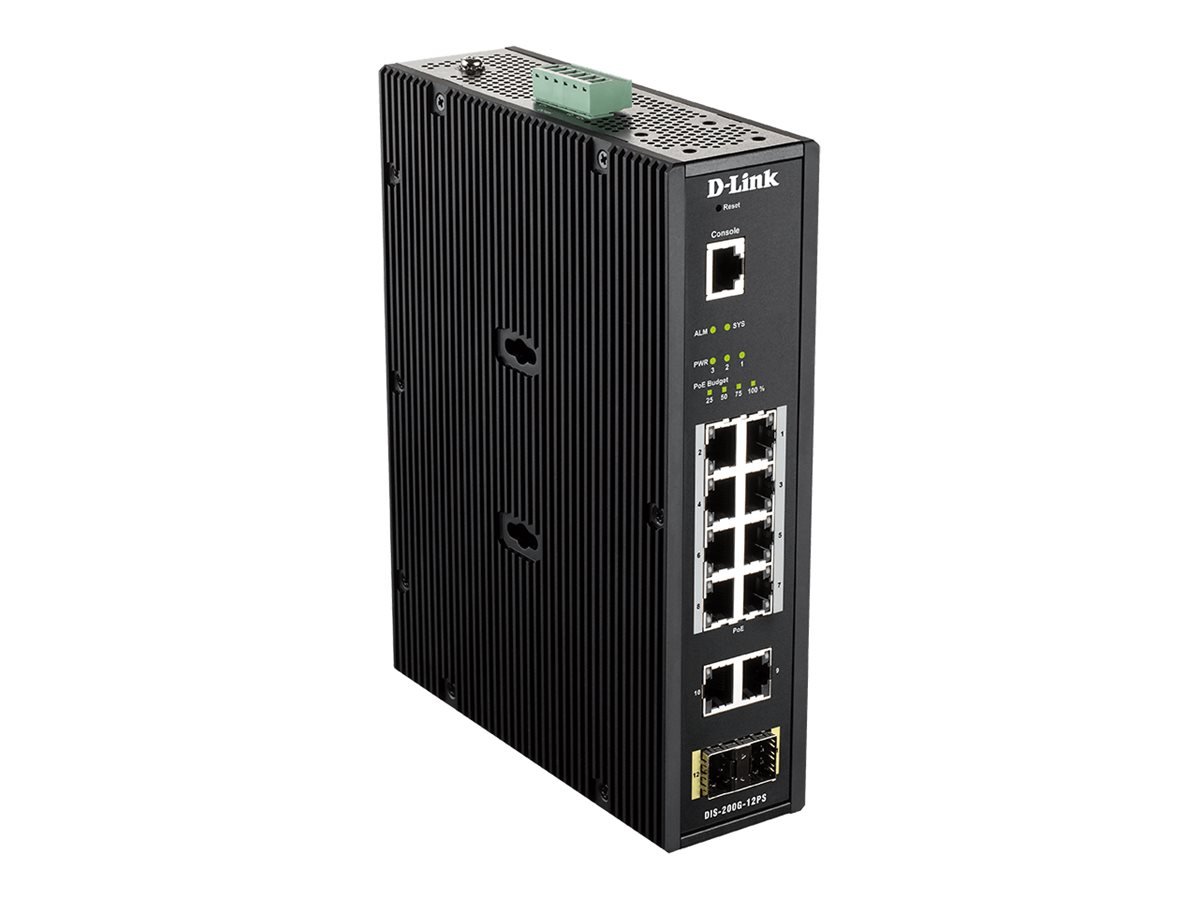 D-Link D-LINK DIS-200G-12PS L2 Managed Industrial Switch with 10 10/100/1000Base-T and 2 1000Base-X SFP ports | D-Link | Switch | DIS-200G-12PS | Managed L2 | Wall mountable | 60 month(s) DIS-200G-12PS