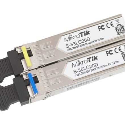 MikroTik MikroTik Pair of SFP modules S-3553LC20D (S-35LC20D 1.25G SM 20km T1310nm/R1550nm + S-53LC20D 1.25G SM 20km T1550nm/R1310nm) | MikroTik | Maximum transfer distance 20000 m S-3553LC20D