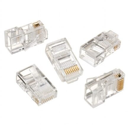 Cablexpert Modular plug 8P8C for solid LAN cable CAT5, UTP, 10 pcs. per bag | Modular 8P8C RJ45 plug, 30u” gold plated, 3-fork internal contacts for use with solid LAN cables LC-8P8C-001/10