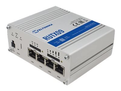 Teltonika Rugged Industrial LTE-A Cat6 Router | RUTX09 | No Wi-Fi | 10/100/1000 Mbit/s | Ethernet LAN (RJ-45) ports 4 | Mesh Support No | MU-MiMO No | 2G/3G/4G RUTX09000000