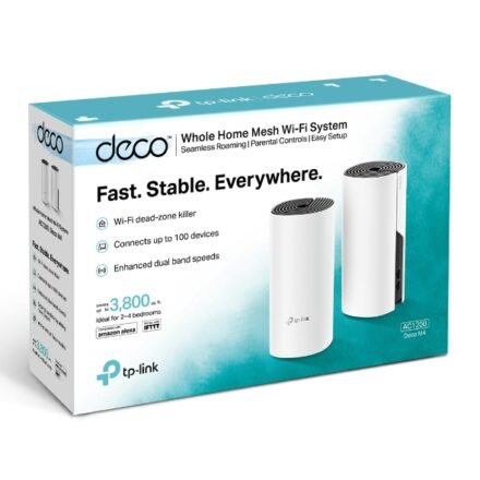 TP-LINK Whole Home Mesh WiFi System | Deco M4 (2-Pack) | 802.11ac | 300+867 Mbit/s | 10/100/1000 Mbit/s | Ethernet LAN (RJ-45) ports 2 | Mesh Support No | MU-MiMO Yes | No mobile broadband | Antenna type 2xInternal | No Deco M4(2-Pack)