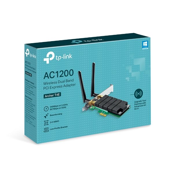 TP-LINK TP-LINK Archer T4E Dual Band PCI Express Adapter 2.4GHz/5GHz, 802.11ac, 300+867 Mbps, 2xDetachable antennas Archer T4E