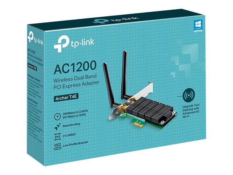 TP-LINK TP-LINK Archer T4E Dual Band PCI Express Adapter 2.4GHz/5GHz, 802.11ac, 300+867 Mbps, 2xDetachable antennas Archer T4E