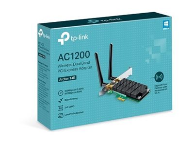 TP-LINK TP-LINK Archer T4E Dual Band PCI Express Adapter 2.4GHz/5GHz, 802.11ac, 300+867 Mbps, 2xDetachable antennas Archer T4E