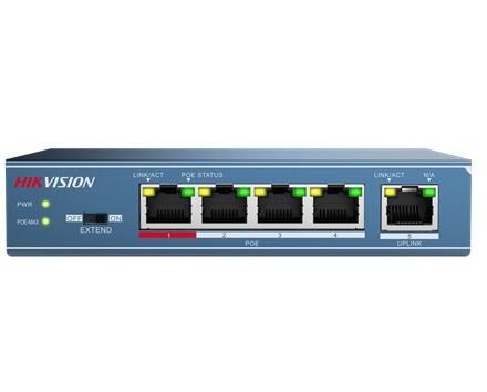 Hikvision Hikvision | Switch | DS-3E0105P-E | Unmanaged | Desktop | 10/100 Mbps (RJ-45) ports quantity 4 | Gigabit Ethernet (copper) ports quantity 1 | Power over Ethernet (PoE) ports quantity 4 | Power supply type 51V DC, 1.25A SWITCHDS3E0105PE