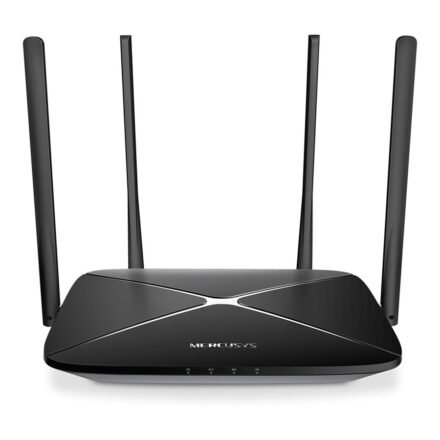 Mercusys AC1300 Wireless Dual Band Gigabit Router | AC12G | 802.11ac | 400+867 Mbit/s | 10/100/1000 Mbit/s | Ethernet LAN (RJ-45) ports 3 | Mesh Support No | MU-MiMO Yes | No mobile broadband | Antenna type 4xFixed | No AC12G