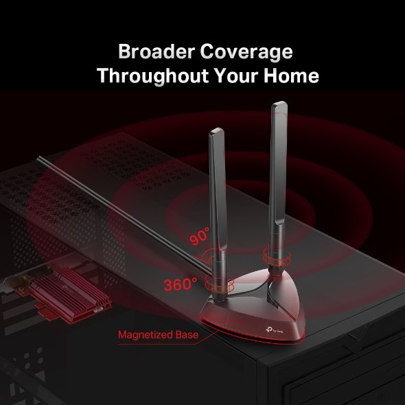 TP-LINK TP-LINK | AX3000 Wi-Fi 6 Bluetooth 5.0 PCIe Adapter | TX3000E | 2.4GHz/5GHz | Antenna type 2xHigh-Gain External Antennas | 574+2402 Mbit/s Archer TX3000E
