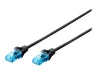Digitus CAT 5e U-UTP | Patch cord | PVC AWG 26/7 | Boots with kink protection, strain relief and latch protection | Black | 1 m | Modular RJ45 (8/8) plug DK-1512-010/BL