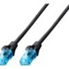 Digitus CAT 5e U-UTP | Patch cord | PVC AWG 26/7 | Boots with kink protection, strain relief and latch protection | Black | 3 m | Modular RJ45 (8/8) plug DK-1512-030/BL