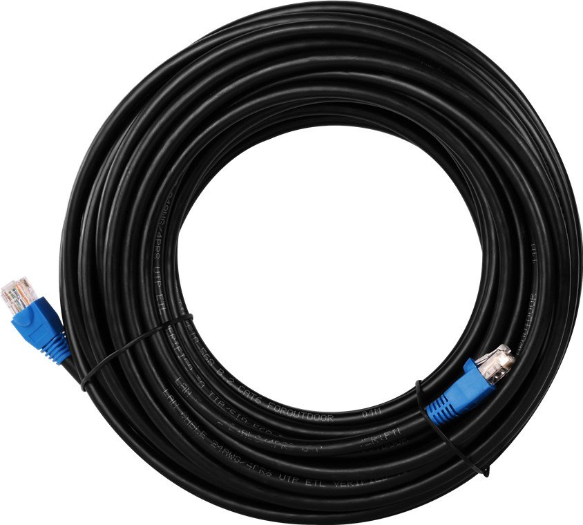 Goobay CAT 6 Outdoor-patch cable U/UTP | 94389 | Prewired, unshielded LAN cable with RJ45 plugs for connecting network components; Double-layer polyethylene jacket protects the network cable outdoors and makes it extremely weather-resistant; The outdoor Ethernet cable is ideal for the garden, balcony, camping, building facades and surveillance cameras; High-quality copper-clad aluminium wire (CCA) and gold-plated contacts guarantee an excellent, powerful network connection; Latch protection on the RJ45 connector prevents the latch from snagging or breaking off, helping to provide a reliable internet connection; CAT 6 outdoor cable is suitable for Gigabit Ethernet with speeds of up to 10/100/1000 Mbit/s | Black | 10 m 94389