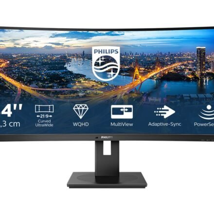 Philips Philips | Curved UltraWide | 345B1C | 34 " | VA | WQHD | 21:9 | 100 Hz | 5 ms | 3440 x 1440 | 300 cd/m² | HDMI ports quantity 1 | Black | Warranty 24 month(s) 345B1C/00