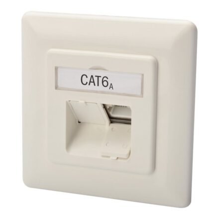 Digitus Digitus CAT 6A Class EA network outlet,shielded,2xRJ45,LSA pure white, flush mount, horizontal cable install. | CAT 6A Class EA network outlet, shielded DN-9008-1
