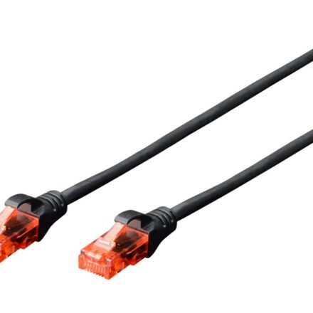 Digitus CAT 6 U-UTP | Patch cord | PVC AWG 26/7 | Black | 2 m | Modular RJ45 (8/8) plug DK-1612-020/BL