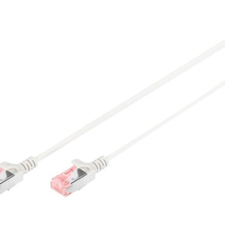 Digitus CAT 6 U-UTP Slim patch cord | Patch cord | Transparent red coloured connector for easy identification of Category 6 (250 MHz). Inner conductors: Copper (Cu) | Grey | 2 m | Modular RJ45 (8/8) plug DK-1617-020S