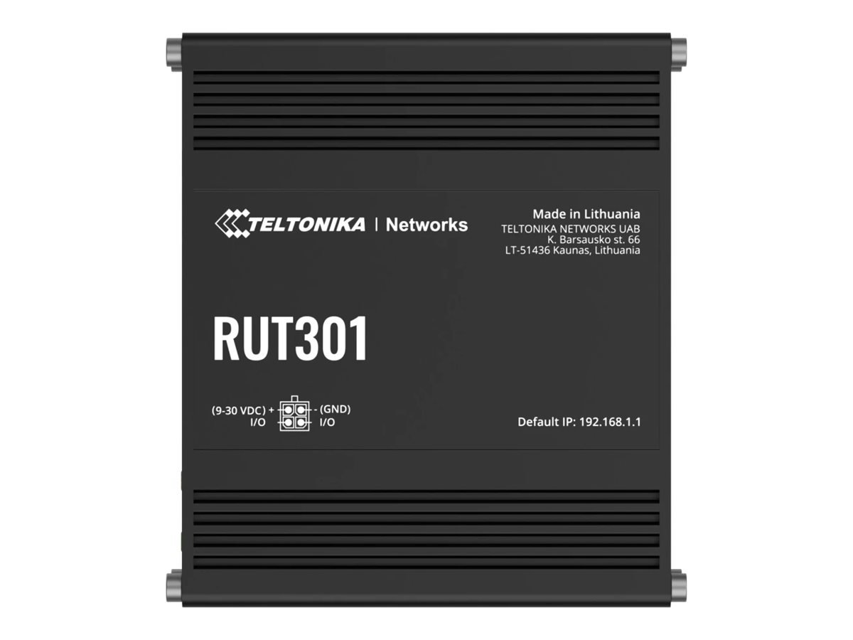Teltonika Ethernet Router | RUT301 | No Wi-Fi | 10/100 Mbit/s | Ethernet LAN (RJ-45) ports 5 | Mesh Support No | MU-MiMO No | No mobile broadband RUT301000000