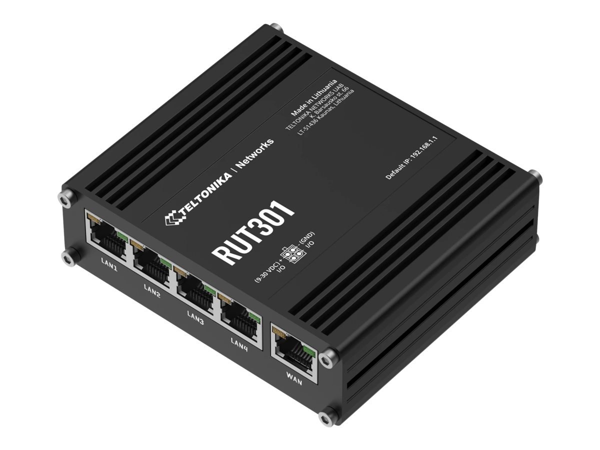 Teltonika Ethernet Router | RUT301 | No Wi-Fi | 10/100 Mbit/s | Ethernet LAN (RJ-45) ports 5 | Mesh Support No | MU-MiMO No | No mobile broadband RUT301000000