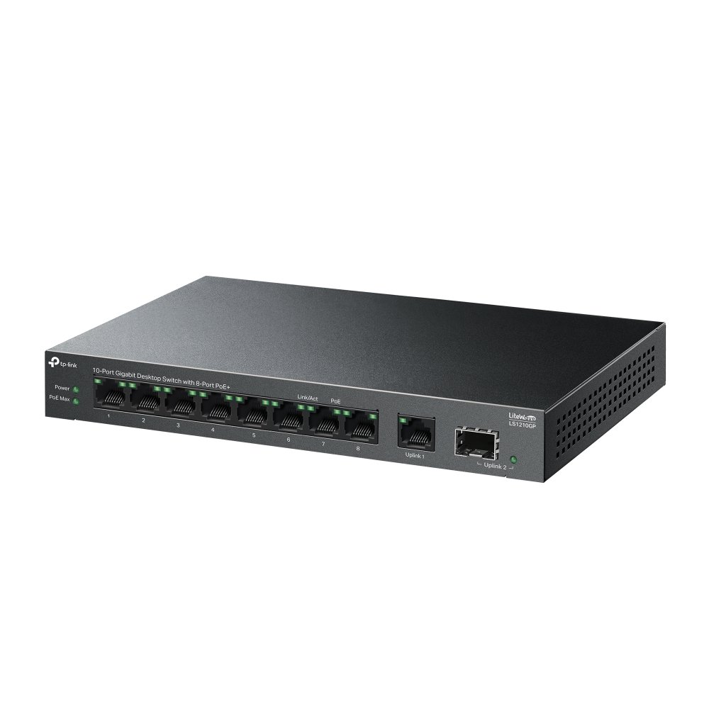 TP-LINK TP-LINK | 10-Port Gigabit Desktop Switch with 8-Port PoE+ | LS1210GP | Unmanaged | Desktop LS1210GP