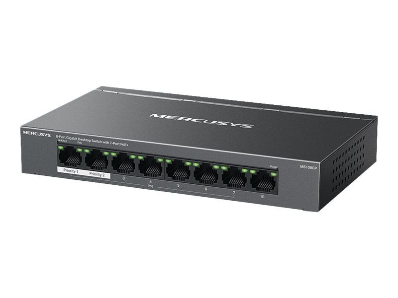 Mercusys Mercusys 8-Port Gigabit Desktop Switch with 7-Port PoE+ | Mercusys MS108GP