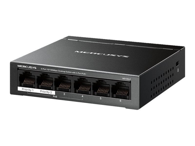 Mercusys Mercusys 6-Port 10/100 Mbps Desktop Switch with 4-Port PoE+ | Mercusys MS106LP