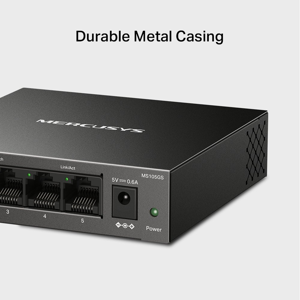 Mercusys Mercusys 5-Port Gigabit Desktop Switch | MS105GS | Unmanaged | Desktop | Gigabit Ethernet (copper) ports quantity 5 MS105GS