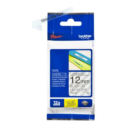 Brother Brother | TZe-131 Laminated Tape | Black on Clear | TZe | 8 m | 1.2 cm TZE131