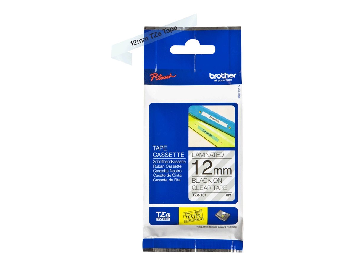 Brother Brother | TZe-131 Laminated Tape | Black on Clear | TZe | 8 m | 1.2 cm TZE131